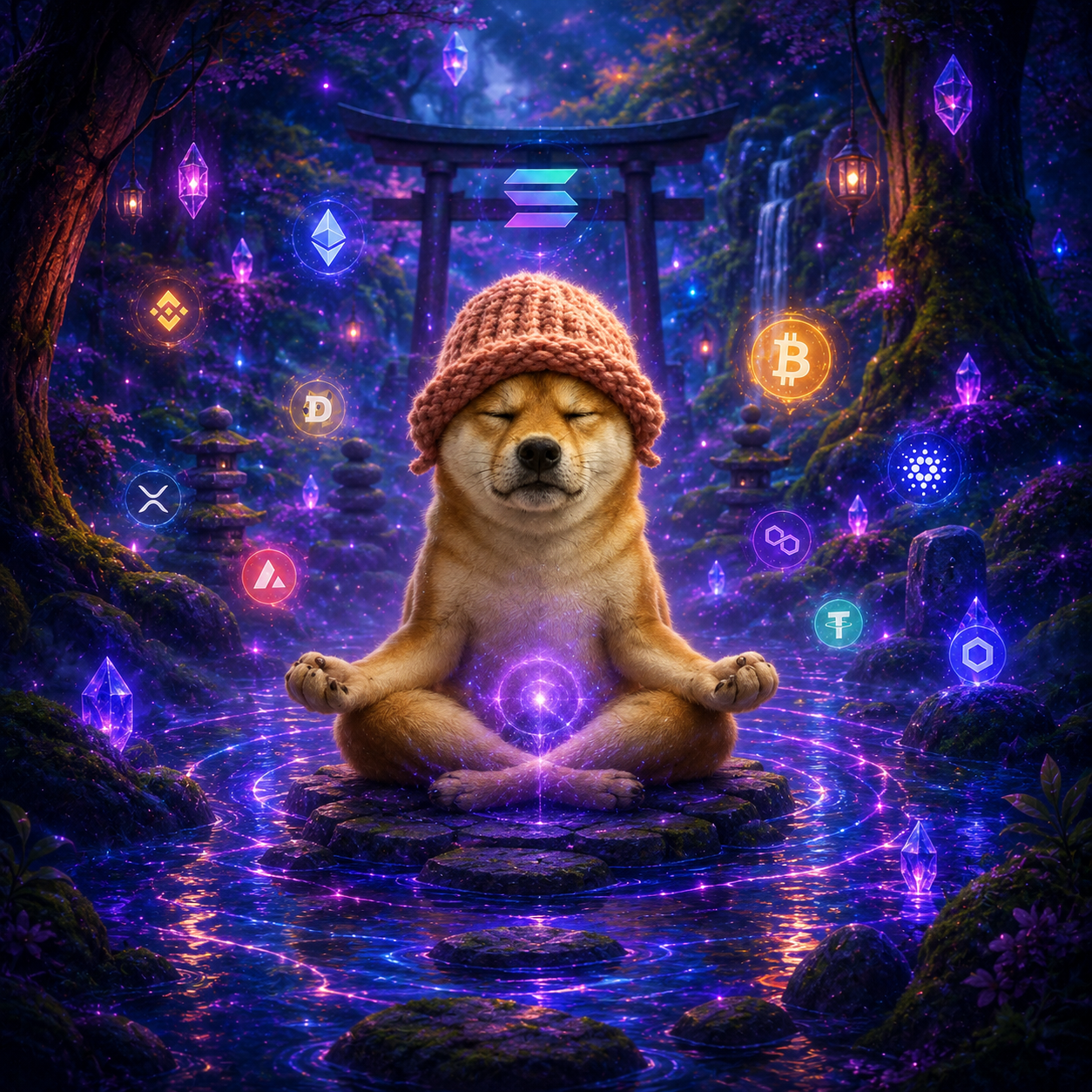 Zen Wif Hat in forest shrine